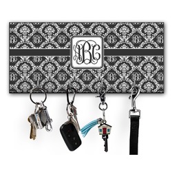 Monogrammed Damask Key Hanger w/ 4 Hooks