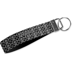 Monogrammed Damask Wristlet Webbing Keychain Fob (Personalized)