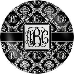 Monogrammed Damask Melamine Plate (Personalized)