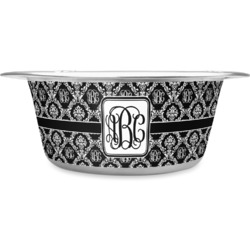 Monogrammed Damask Stainless Steel Dog Bowl - Small (Personalized)