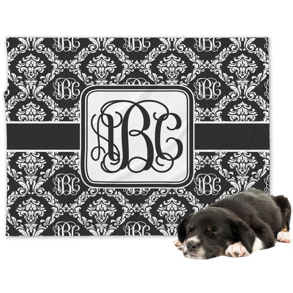 Custom Monogrammed Damask Dog Blanket - Large (Personalized)