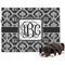 Monogrammed Damask Microfleece Dog Blanket - Large