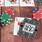 Monogrammed Damask On Table with Poker Chips