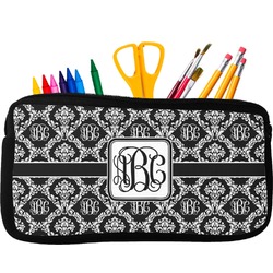 Monogrammed Damask Neoprene Pencil Case - Small