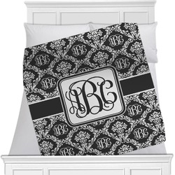 Monogrammed Damask Minky Blanket - Twin / Full - 80"x60" - Double Sided (Personalized)