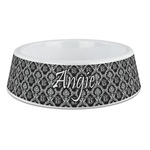 Monogrammed Damask Plastic Dog Bowl - Large