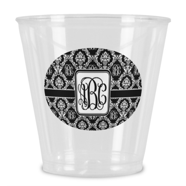 Custom Monogrammed Damask Plastic Shot Glass