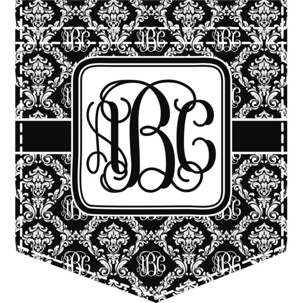 Custom Monogrammed Damask Iron On Faux Pocket (Personalized)