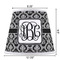 Monogrammed Damask Poly Film Empire Lampshade - Dimensions