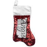 Monogrammed Damask Reversible Sequin Stocking - Red