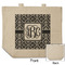 Monogrammed Damask Reusable Cotton Grocery Bag - Front & Back View