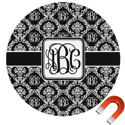 Monogrammed Damask Round Car Magnet - 10" (Personalized)