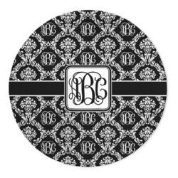 Monogrammed Damask 5' Round Indoor Area Rug