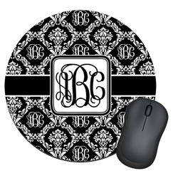 Monogrammed Damask Round Mouse Pad (Personalized)