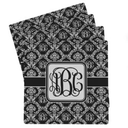 Monogrammed Damask Absorbent Stone Coasters - Set of 4