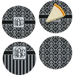 Monogrammed Damask Set of 4 Glass Appetizer / Dessert Plate 8" (Personalized)