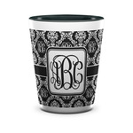 Monogrammed Damask Ceramic Shot Glass - 1.5 oz - Two Tone - Set of 4