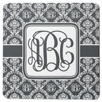 Monogrammed Damask Square Rubber Backed Coaster (Personalized)