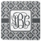 Monogrammed Damask Square Coaster Rubber Back - Single