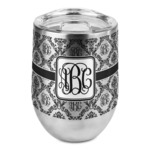 Monogrammed Damask Stemless Wine Tumbler - Full Print