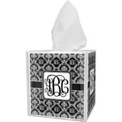 Monogrammed Damask Tissue Box Cover (Personalized)