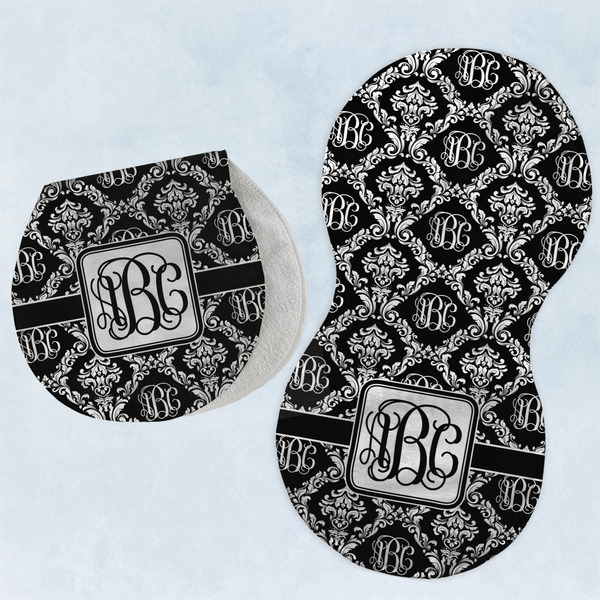 Custom Monogrammed Damask Burp Pads - Velour - Set of 2