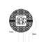 Monogrammed Damask White Plastic 4" Food Pick - Round - Single Sided - Front & Back