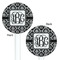 Monogrammed Damask White Plastic 5.5" Stir Stick - Double Sided - Round - Front & Back