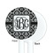 Monogrammed Damask White Plastic 5.5" Stir Stick - Single Sided - Round - Front & Back