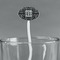 Monogrammed Damask White Plastic 7" Stir Stick - Oval - Main