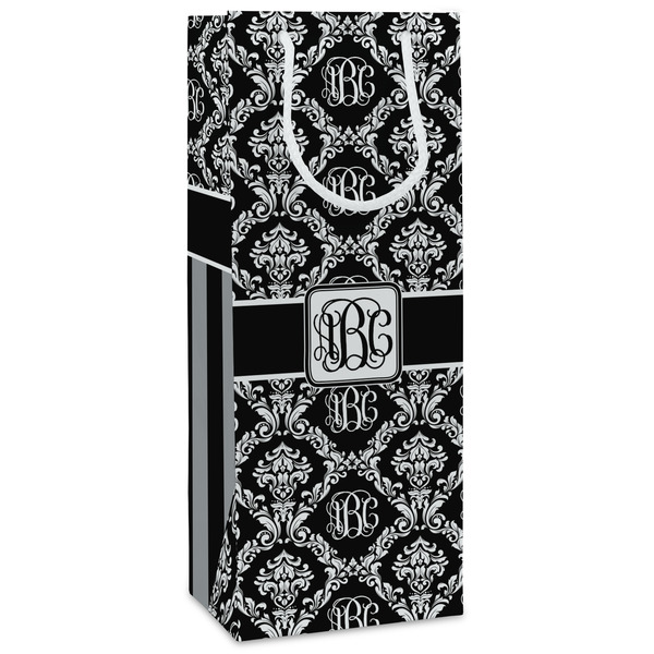 Custom Monogrammed Damask Wine Gift Bags - Gloss