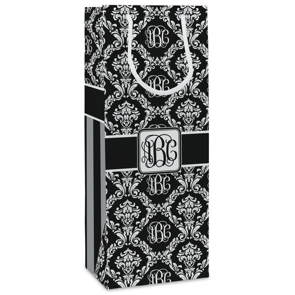 Custom Monogrammed Damask Wine Gift Bags - Matte