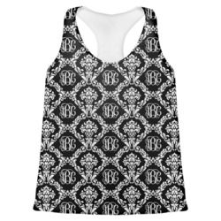 Monogrammed Damask Womens Racerback Tank Top - X Large (Personalized)