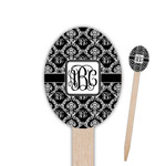 Monogrammed Damask Oval Wooden Food Picks