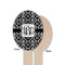 Monogrammed Damask Wooden Food Pick - Oval - Single Sided - Front & Back