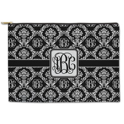 Monogrammed Damask Zipper Pouch - Large - 12.5"x8.5" (Personalized)