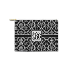 Monogrammed Damask Zipper Pouch - Small - 8.5"x6" (Personalized)