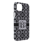 Monogrammed Damask iPhone Case - Plastic - iPhone 14 Plus