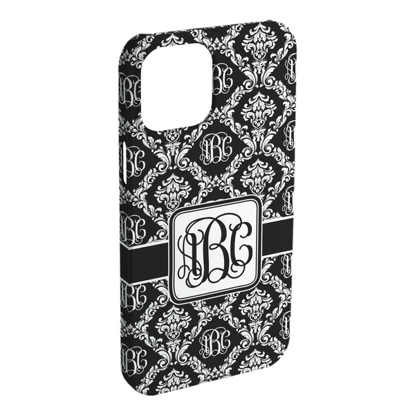 Custom Monogrammed Damask iPhone Case - Plastic - iPhone 15 Plus