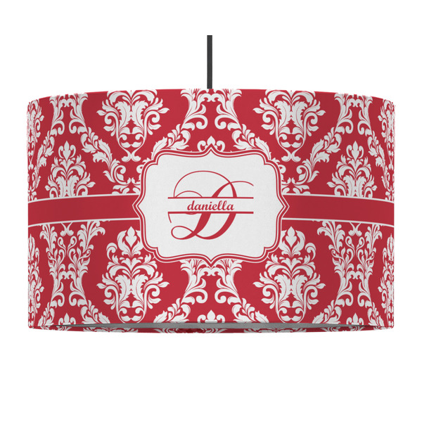 Custom Damask 12" Drum Pendant Lamp - Fabric (Personalized)