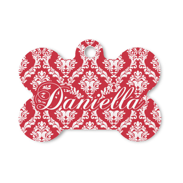 Custom Damask Bone Shaped Dog ID Tag - Small (Personalized)