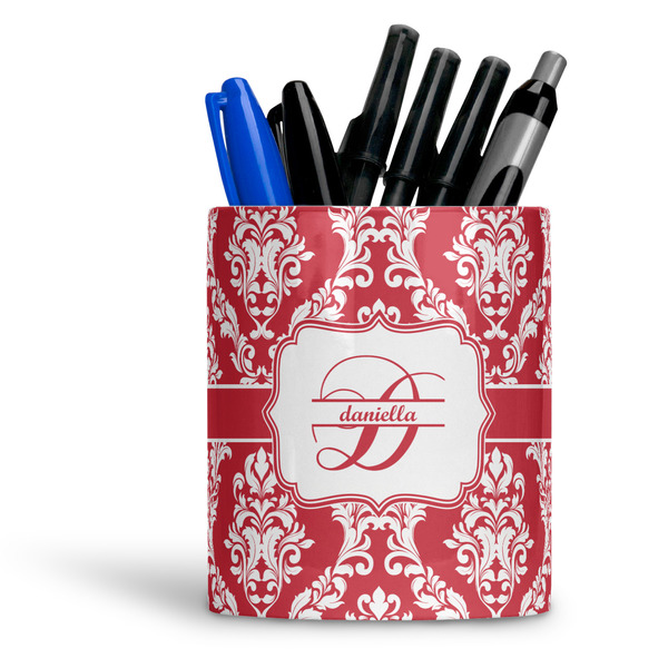 Custom Damask Ceramic Pen Holder