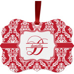 Damask Metal Frame Ornament - Double Sided w/ Name and Initial