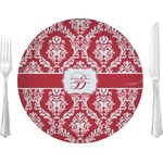 Damask 10" Glass Lunch / Dinner Plates - Single or Set (Personalized)