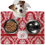 Damask Dog Food Mat - Medium w/ Name and Initial