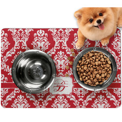 Damask Dog Food Mat - Small w/ Name and Initial