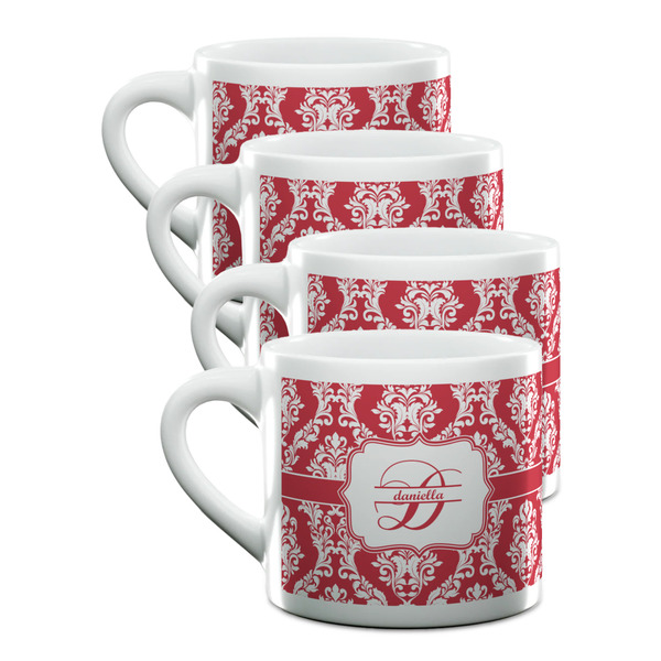 Custom Damask Double Shot Espresso Cups - Set of 4 (Personalized)