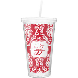 Damask Double Wall Tumbler with Straw (Personalized)