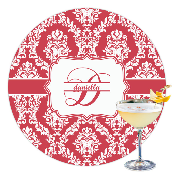 Custom Damask Printed Drink Topper - 3.5" (Personalized)