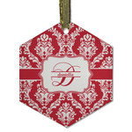 Damask Flat Glass Ornament - Hexagon w/ Name and Initial